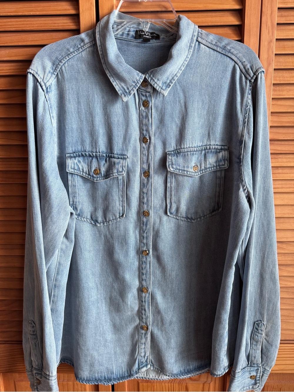 I LOVE ❤️ HEART Light Blue Denim Button-Down Shirt